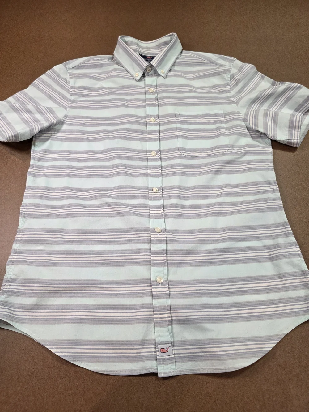 Vineyard Vines Men’s Cotton Light Blue Striped Button-Down Shirt Medium - Picture 1 of 8